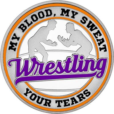 Purple "Wrestling" with Orange Outer Circular Borders